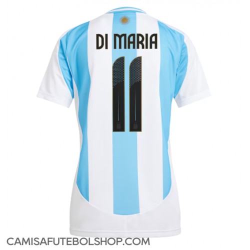 Camisa de time de futebol Argentina Angel Di Maria #11 Replicas 1º Equipamento Feminina Copa America 2024 Manga Curta